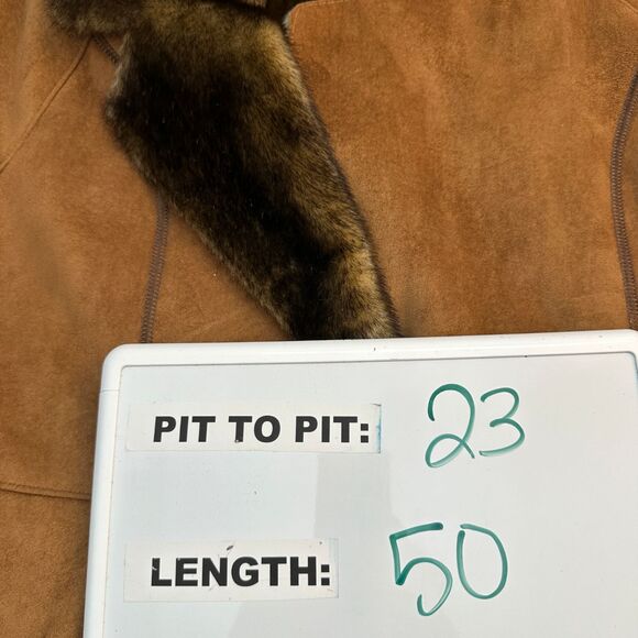 Pamela McCoy Collections Faux Suede Faux Fur Long Line Jacket Women's Medium - Picture 5 of 6